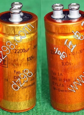 德国ROE 100V 2200UF HIFI 发烧级 电容金黄色 原配不锈钢螺丝