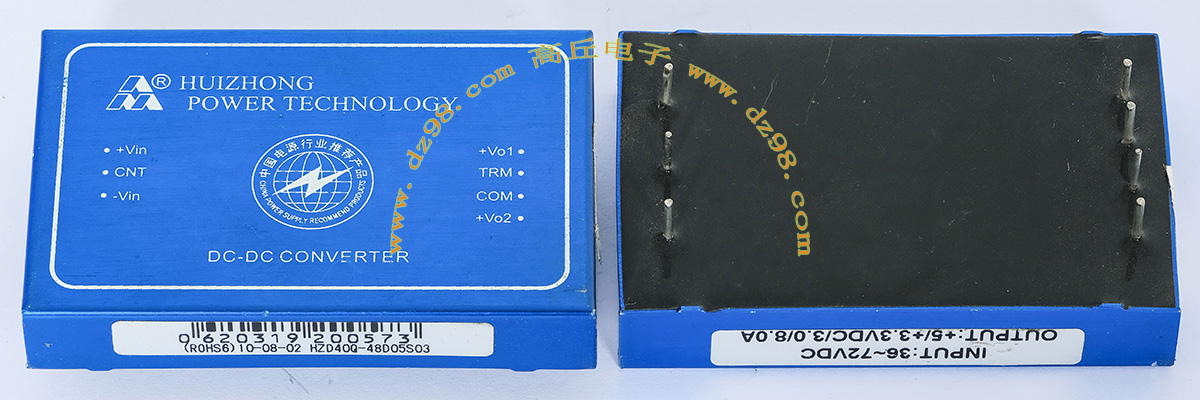 HZD40Q-48D05S03 36-72VDC转+5/+3.3VDC 3/8A 电源模块