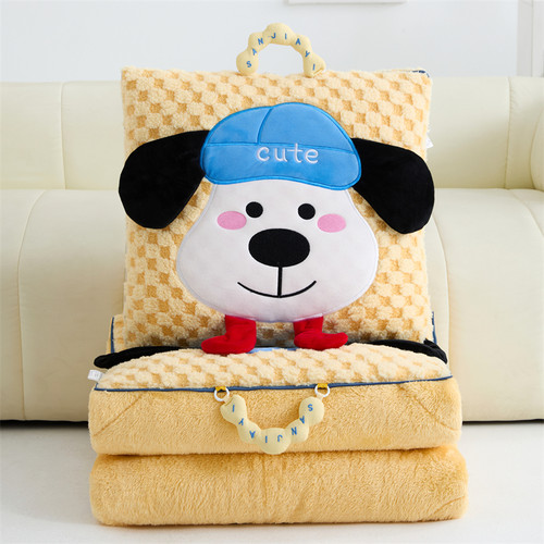 手提款加厚长毛绒卡通抱枕被子毯靠垫沙发汽车午睡枕头多功能被