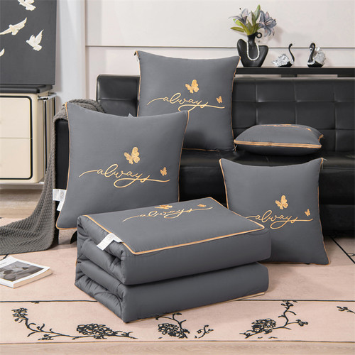 A类纯棉抱枕被子两用二合一全棉汽车靠枕折叠空调被多功能夏凉被