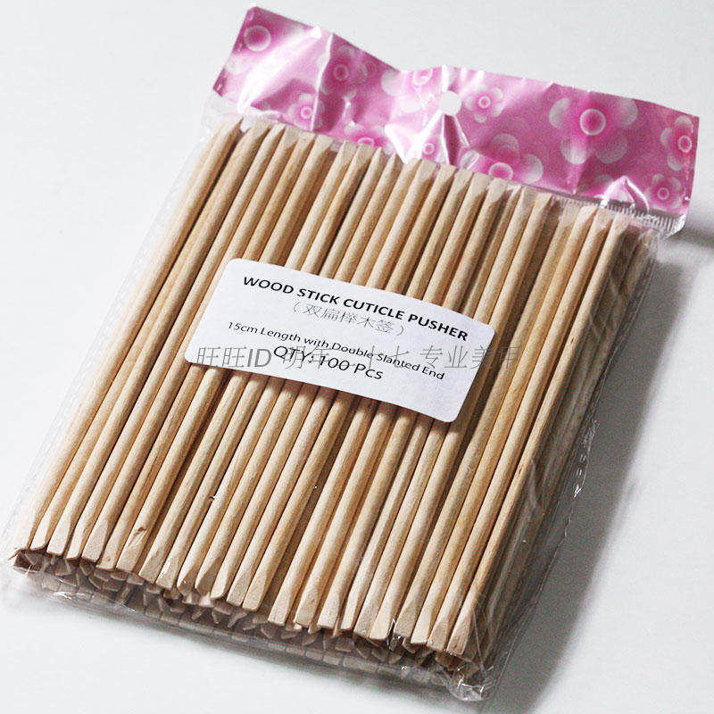 美甲榉木棒 死皮推 双扁指甲签 欧美原单桦木棒 指甲死皮清洁棒