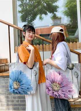 上新夏季帆布包原宿学生韩版单肩包学院风大容量女包电脑包休闲包