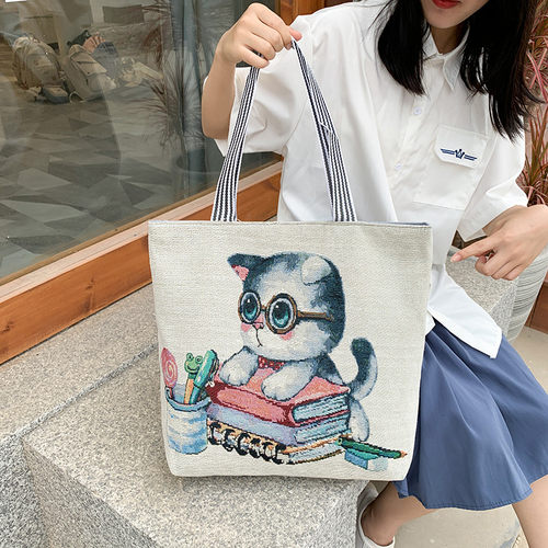 十年老店刺绣卡通风外贸帆布包