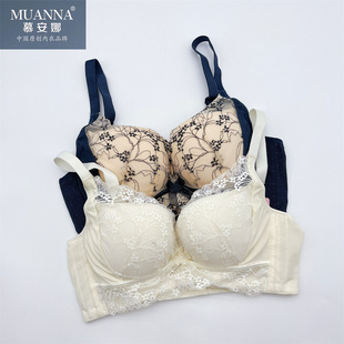 慕安娜聚龙无钢圈文胸性感蕾丝8401AB杯防下垂小胸显大中厚杯内衣
