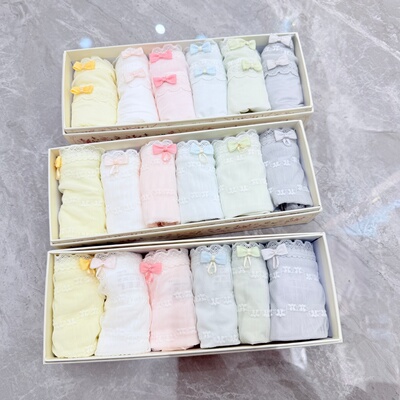 六条秘语女士蕾丝边内裤62156/157/158蝴蝶结舒适透气中腰三角裤