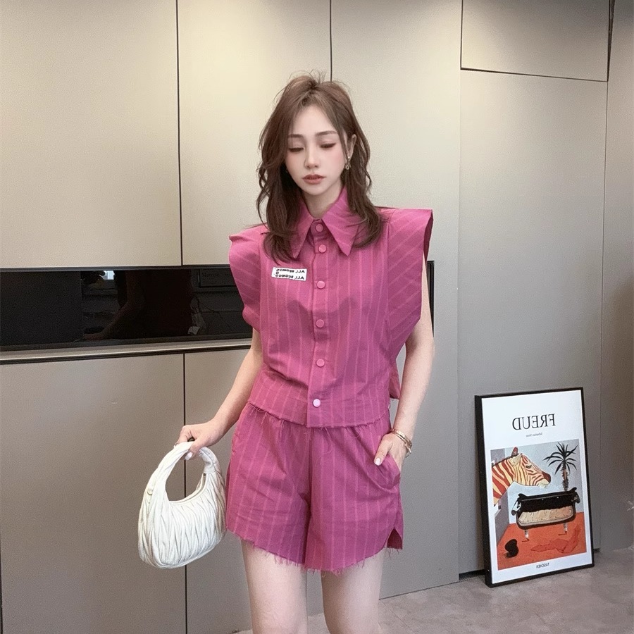 条纹无袖套装两件套女2025新款