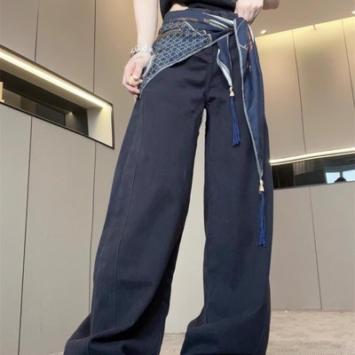 丝巾屁帘牛仔裤女2025新款