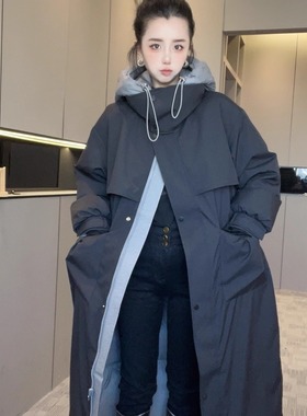 【现货】两面穿冲锋衣羽绒服女2025新款冬外套连帽长款派克服上衣