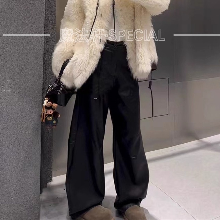 黑色皮裤休闲裤女款2025新款