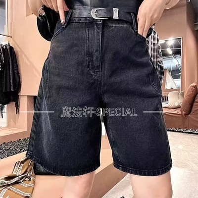 复古牛仔裤短裤女2025新款秋季高腰显瘦直筒裤设计感后兜五分裤Q