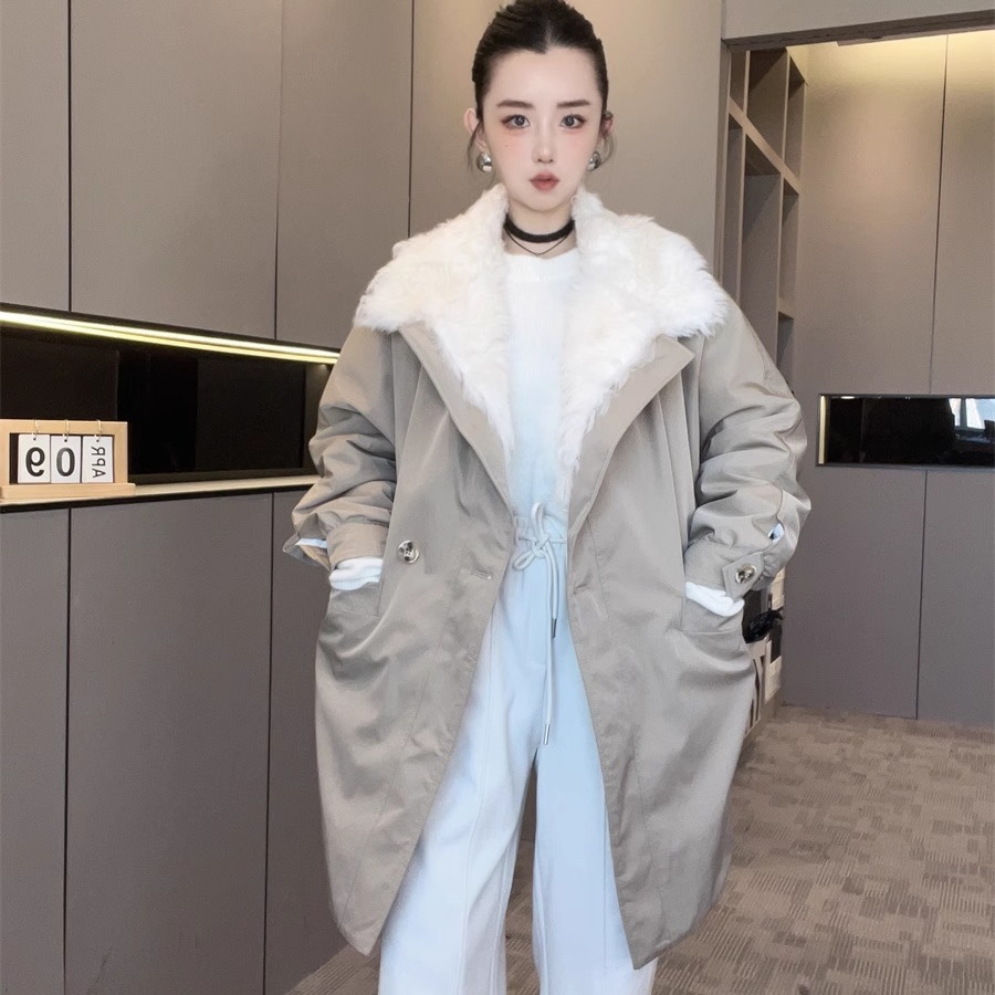 羊羔毛领羽绒服女2025新款