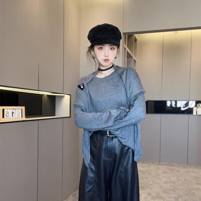 披肩长袖T恤女2025新款