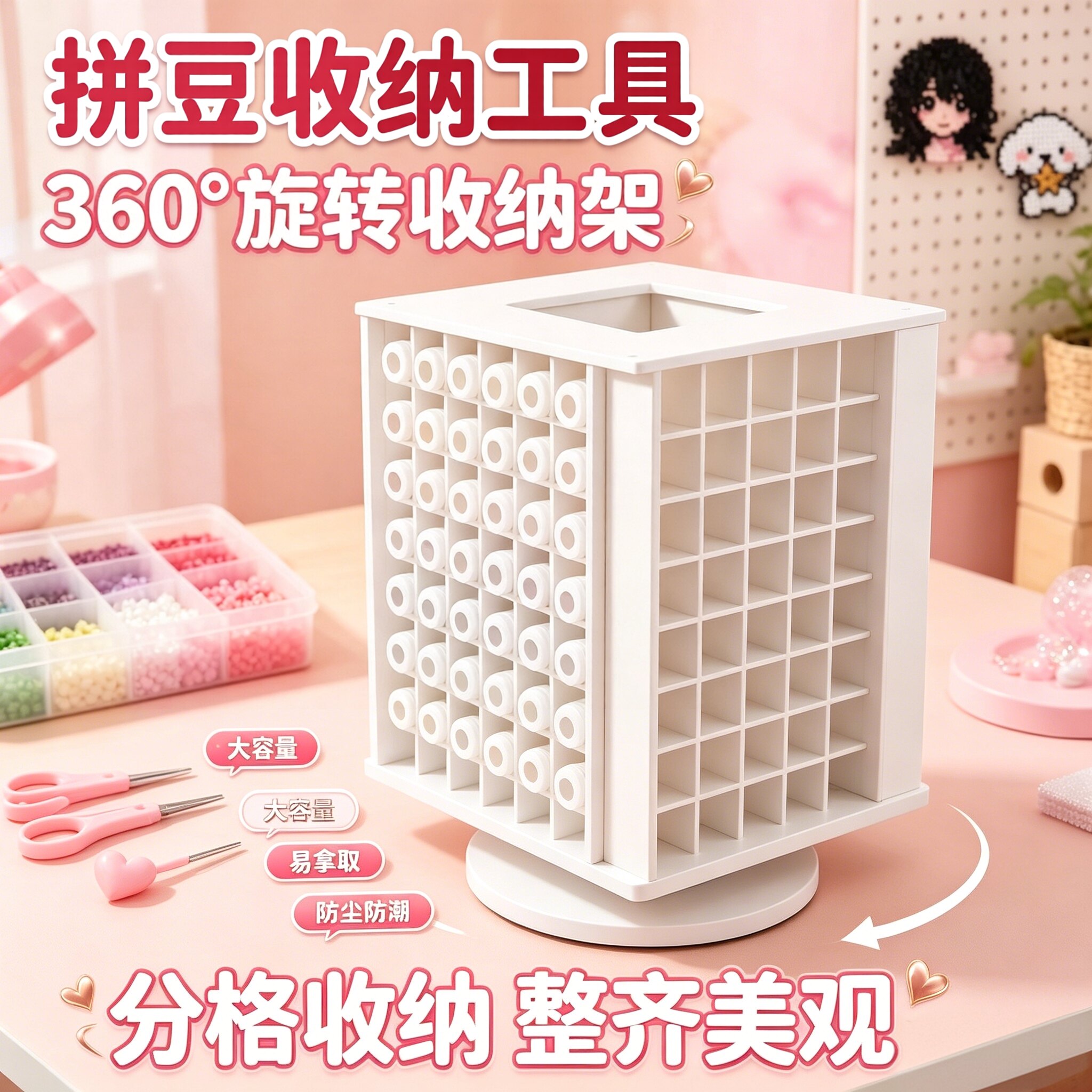▶拼豆收纳架专用瓶子色贴号旋转图片