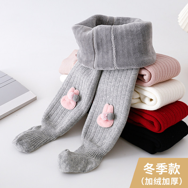 女童打底裤袜秋冬季保暖加绒加厚中大童一体绒儿童连裤袜宝宝连体
