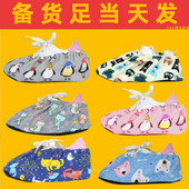 鞋 套家用可反复洗帆布印花布鞋 套儿童卡通防滑底学生机房布脚套