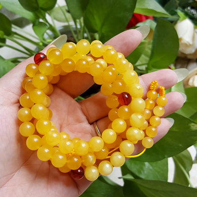 偏爱琥珀佛珠黄蜜蜡保真