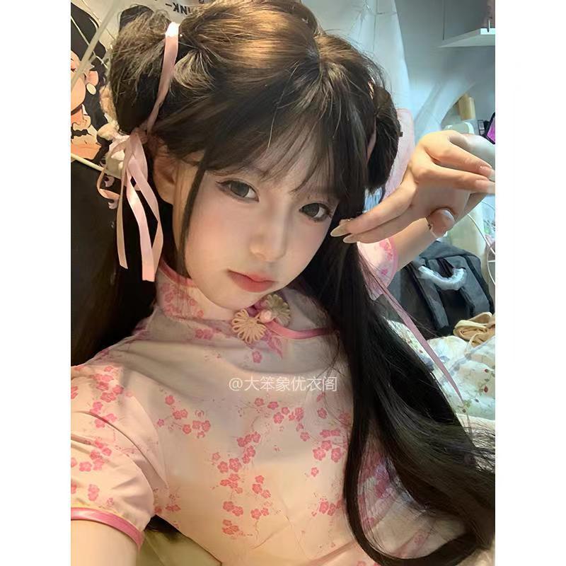 套装女2024夏季新款中华小厨娘Lolita女仆围裙新中式旗袍连衣裙女