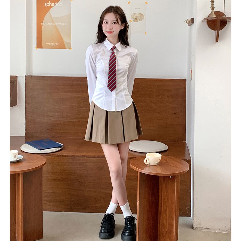 东京岁时记jk原创日系制服修身衬衣女士学院风新款衬衫长袖凉白开