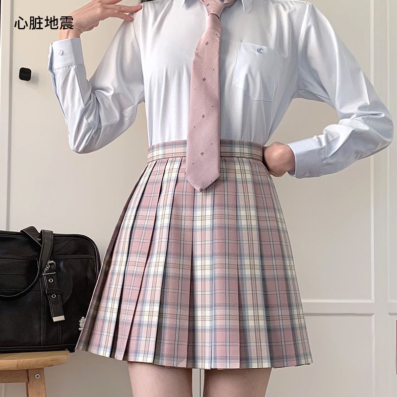 樱奈春时 JK格裙心脏地震原创制服灰粉色少女学生半身裙百褶短裙