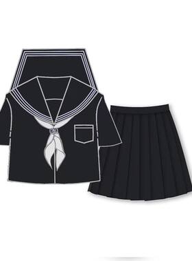 格格屋原创JK正统基础jk制服套装正版日系学生黑三本中间水手服