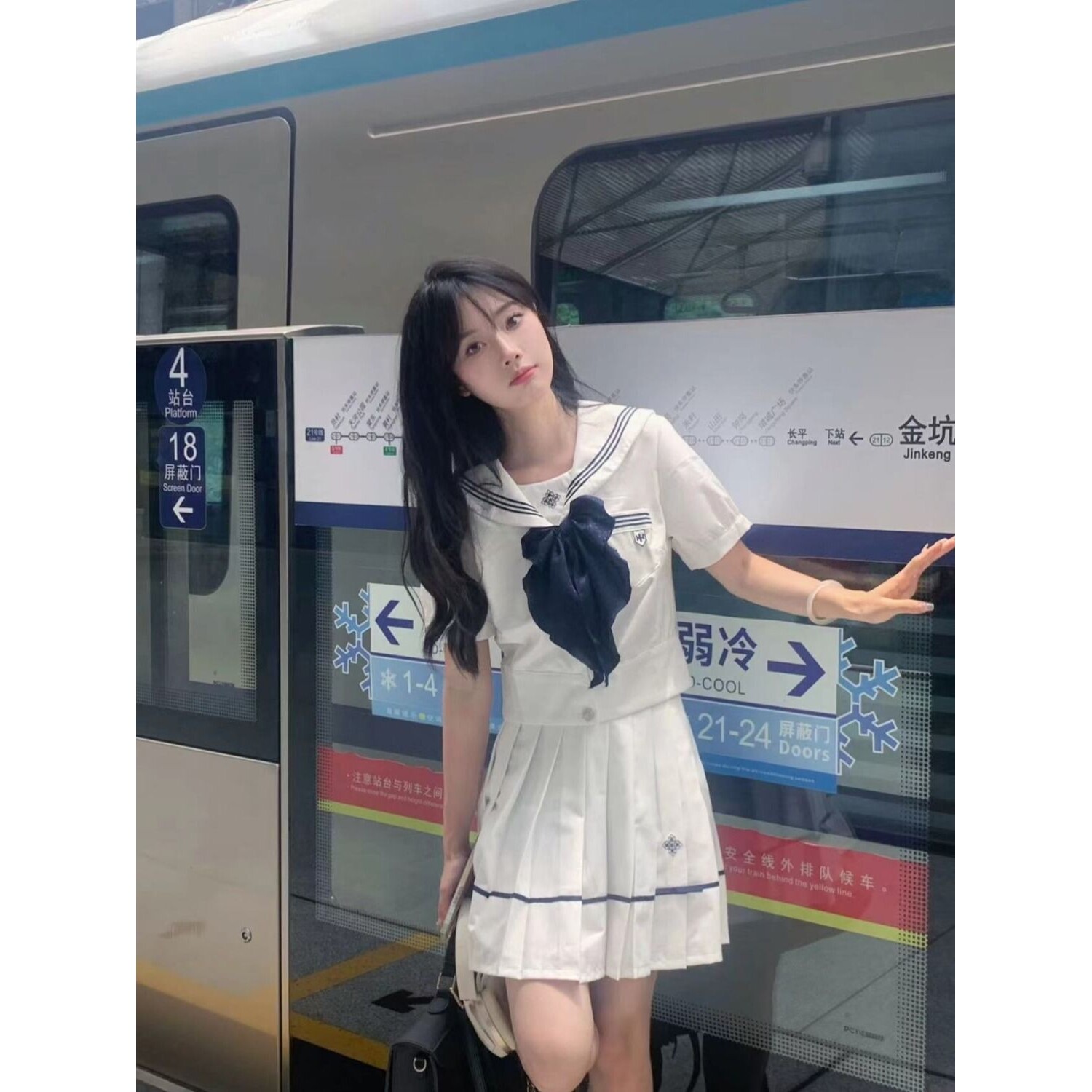昭和夏白色水手服jk制服女夏季新款抚蝶女子夏服学院风日系套装女