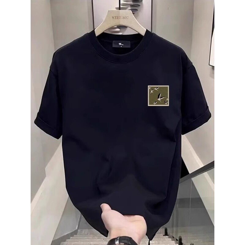 重磅情侣潮牌美式简约T恤潮流个性印花男款夏季圆领百搭短袖上衣
