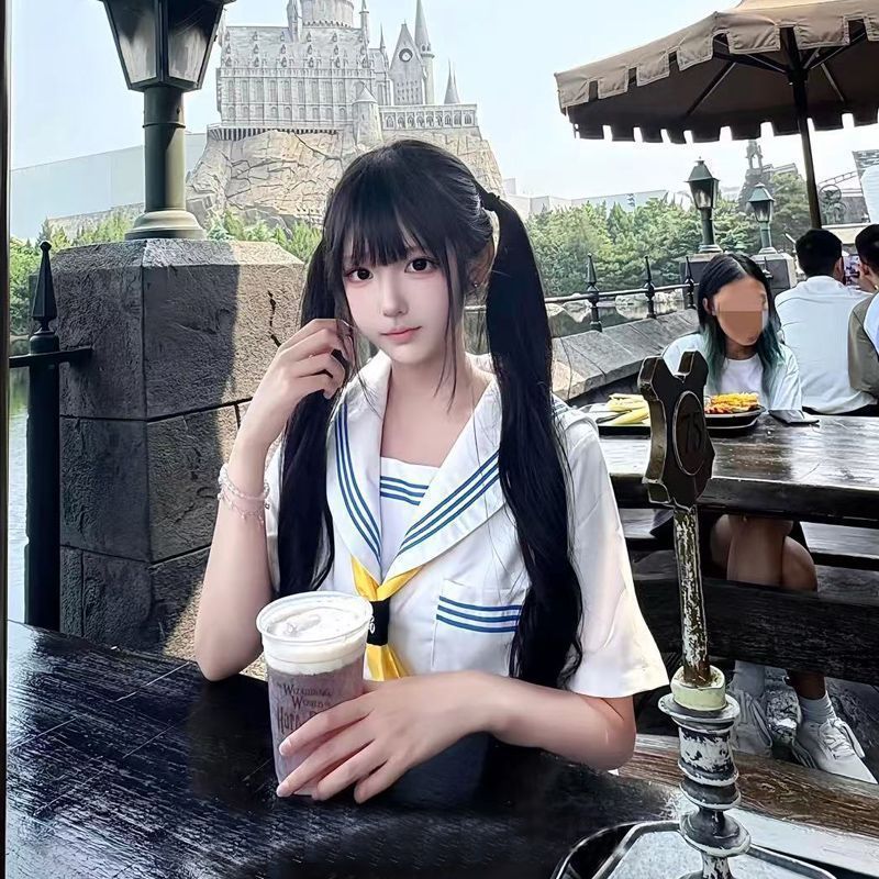 【栗小芋】原创基础款蓝白色海军领学院风三本日系jk制服裙水手服