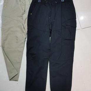 工装裤多口袋硬核男士松紧腰小直筒修身纱卡硬朗厚休闲裤春秋