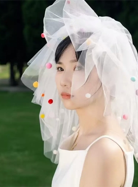 个性婚纱摄影造型球球拍照头饰
