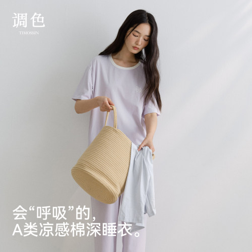 A类凉感纯棉女短袖可外穿睡衣