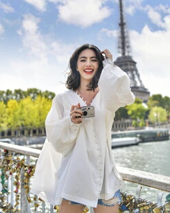 25春夏泰国Mai明星同款纯白盘口棉宽松风格衬衫女