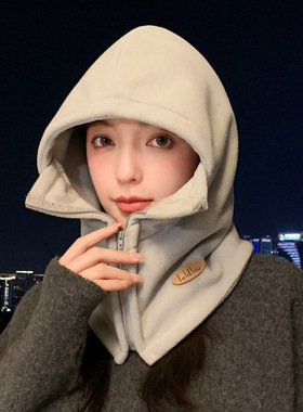 冬天帽子女户外骑行防风雷锋帽围脖护耳一体帽加厚保暖新款包头帽