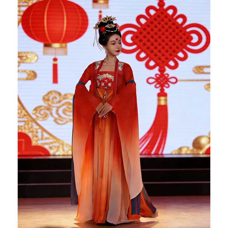 盛唐芳华礼仪之邦汉服舞蹈服古典舞演出服唐风大袖衫飘逸夜宴唐装图片