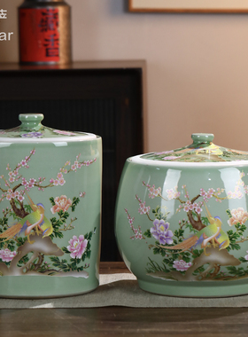 景德镇陶瓷米缸面粉缸米桶储物罐密封10斤20斤30斤米箱防虫聚宝盆