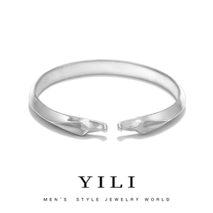 小众设计「幸运马蹄铁」手镯纯银男士简约高级感潮流足银999镯子