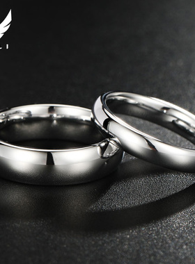 翼力光面钨金男女士戒指韩版情侣对戒个性刻戒子指环饰品潮指环