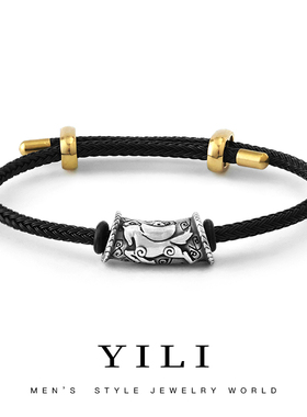 纯银马上有钱转运珠马年手绳男足银本命年路路通桶珠手链手串腕饰