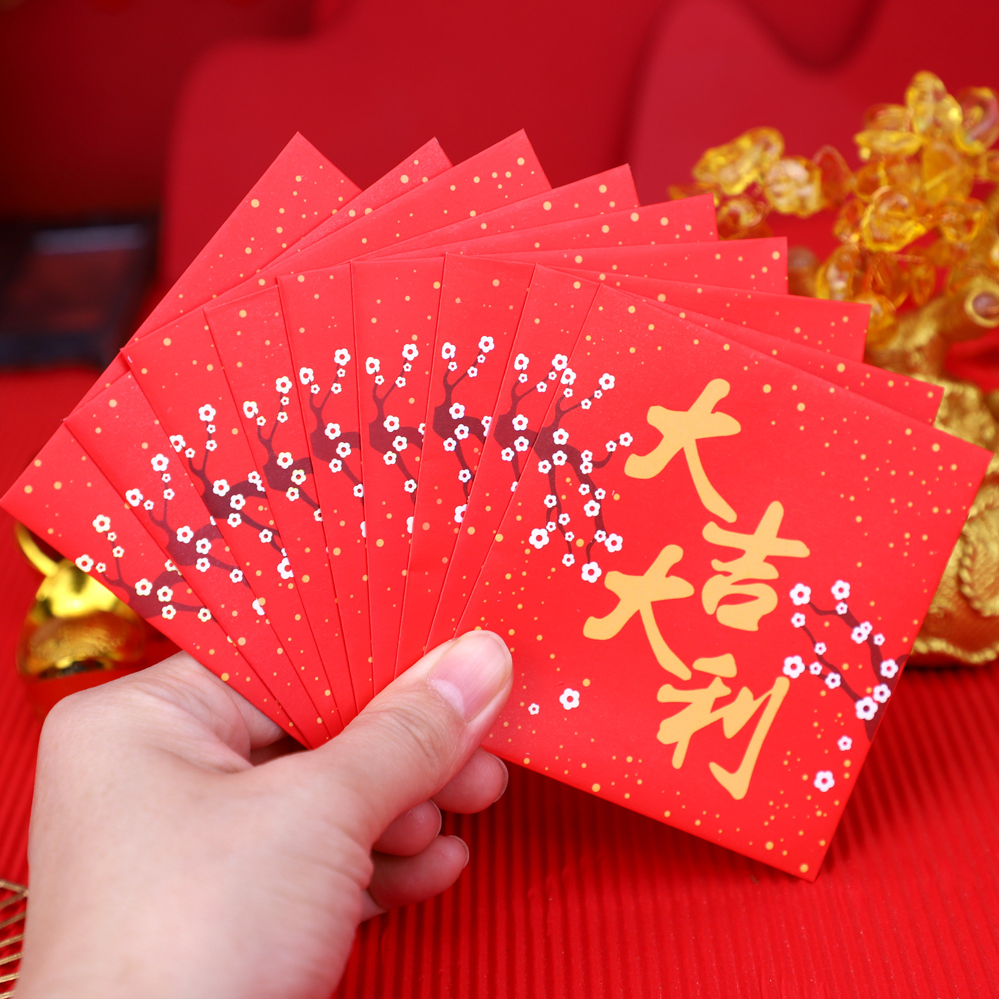 新年复古创意中国风利是封过年港版方形福字新年快乐百元红包定制