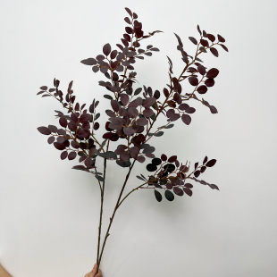 高品仿真红继木叶秋色 饰绿植插花配叶场景布置拍摄道具 家居装