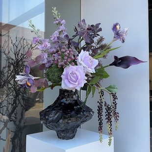 【紫色琉璃】原创设计高质感暗紫色紫色仿真花成品插花餐桌花艺