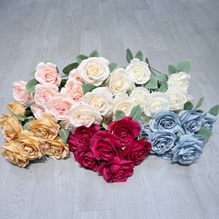 9头把束玫瑰仿真假花绢花婚庆花墙装饰客厅摆设路引插花婚礼堂