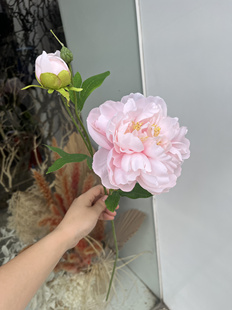 高品质好质感仿真芍药花2头长枝牡丹白色玫红色客厅装饰还原真花