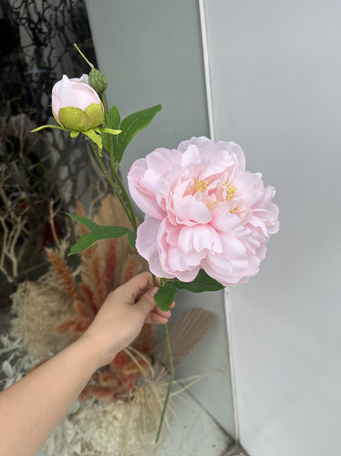高品质好质感仿真芍药花2头长枝牡丹白色玫红色客厅装饰还原真花