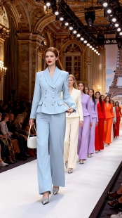 26年新款套装裤高定轻奢系列订珠订钻青果领收腰修身显瘦二件套。