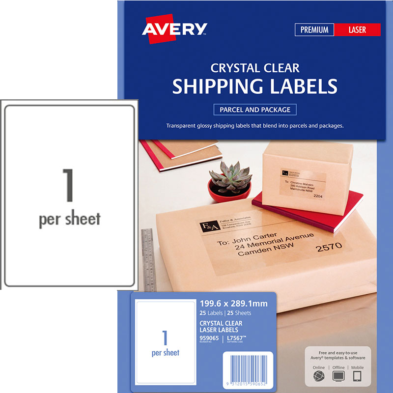 新品艾利(avery) 透明打印标签 防水耐污标签 9590系列 不干胶打印