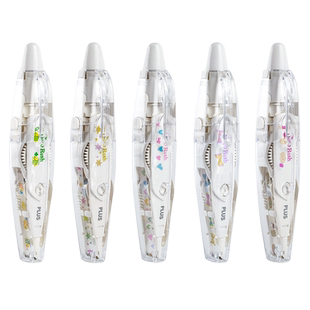 日本文具PLUS普乐士荧光修饰带创意按压式手账装饰带花色DIY荧光蜡笔水彩色文字花边6mm*6m