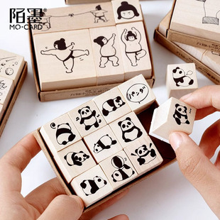 陌墨(MO.CARD)原木印章套装-万物小印系列咖啡生活手上时光萌物星球图案手帐DIY装饰印画素材