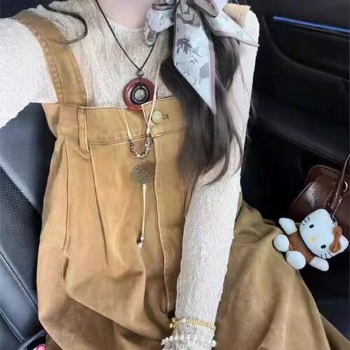 高品质高腰慵懒休闲背带裤女