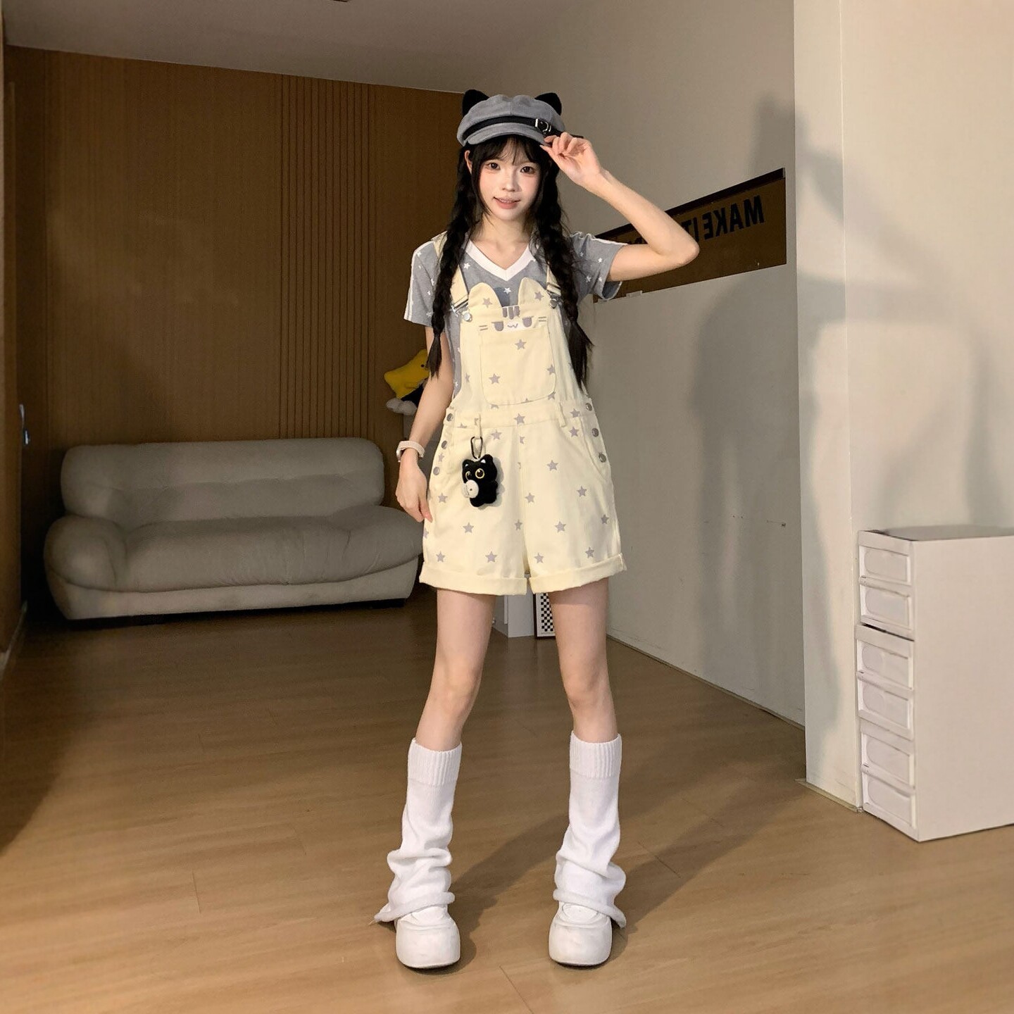 牛仔背带短裤女夏季2026年新款小个子可爱减龄宽松显瘦直筒连体裤