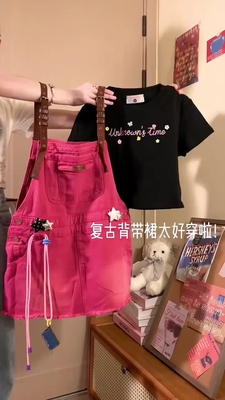 【高品质现货】牛仔背带裙女